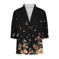 thumbnail image 5 of Blusa con botones sueltos con estampado de cuello en V informal de manga media para mujer OAVQHLG3B Store  lin121212, 5 of 5