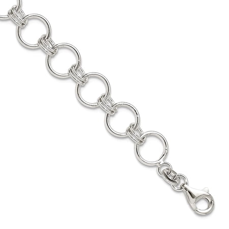 8mm 925 Sterling Silver Polished Circle Link Bracelet 7.25 Inch Link Bracelet for Women - 4.8 Grams