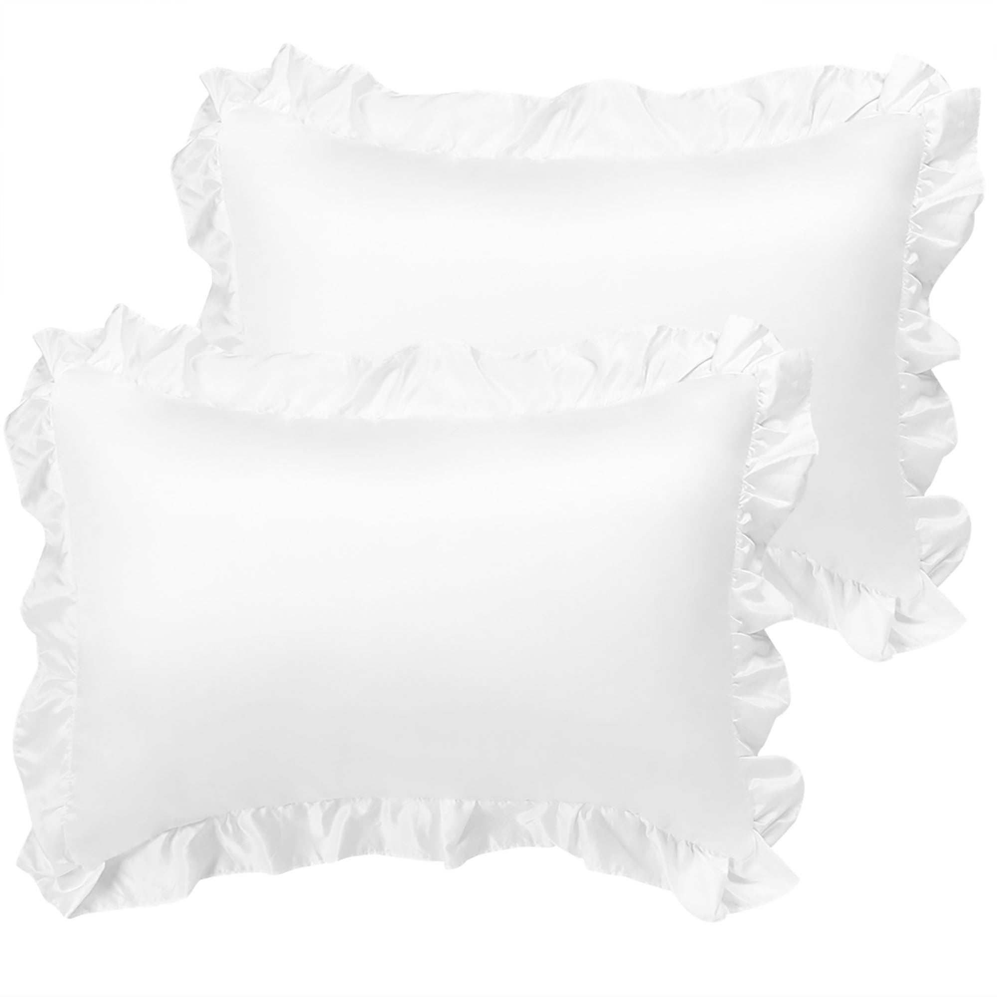PiccoCasa 2Pcs Silk Stain Pillowcase, Oxford Pillowcases Ruffled Pillow