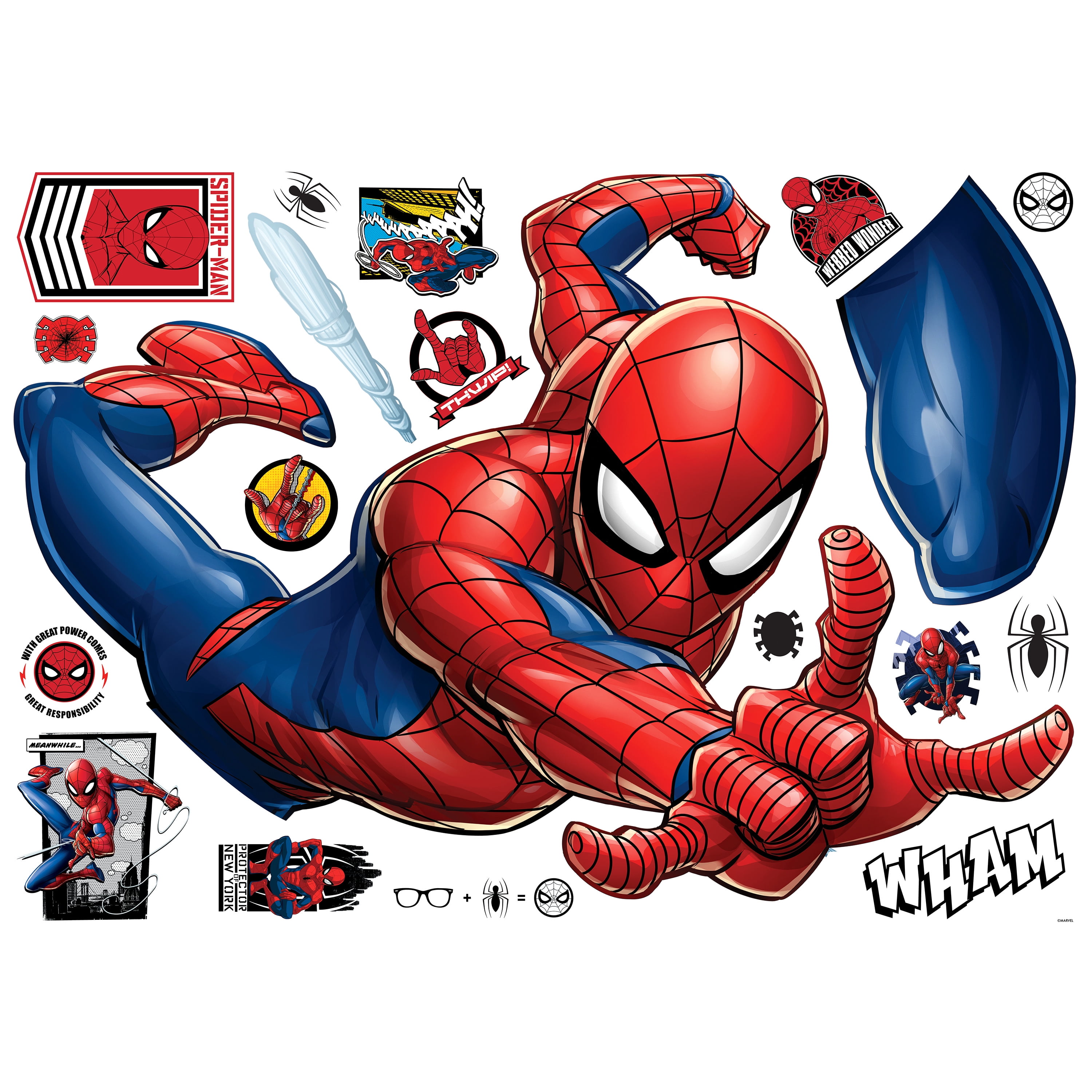 RoomMates Spider-Man Extra Large Peel and Stick Wall Decals, 41.27 inches x 28.12 inches, Red
