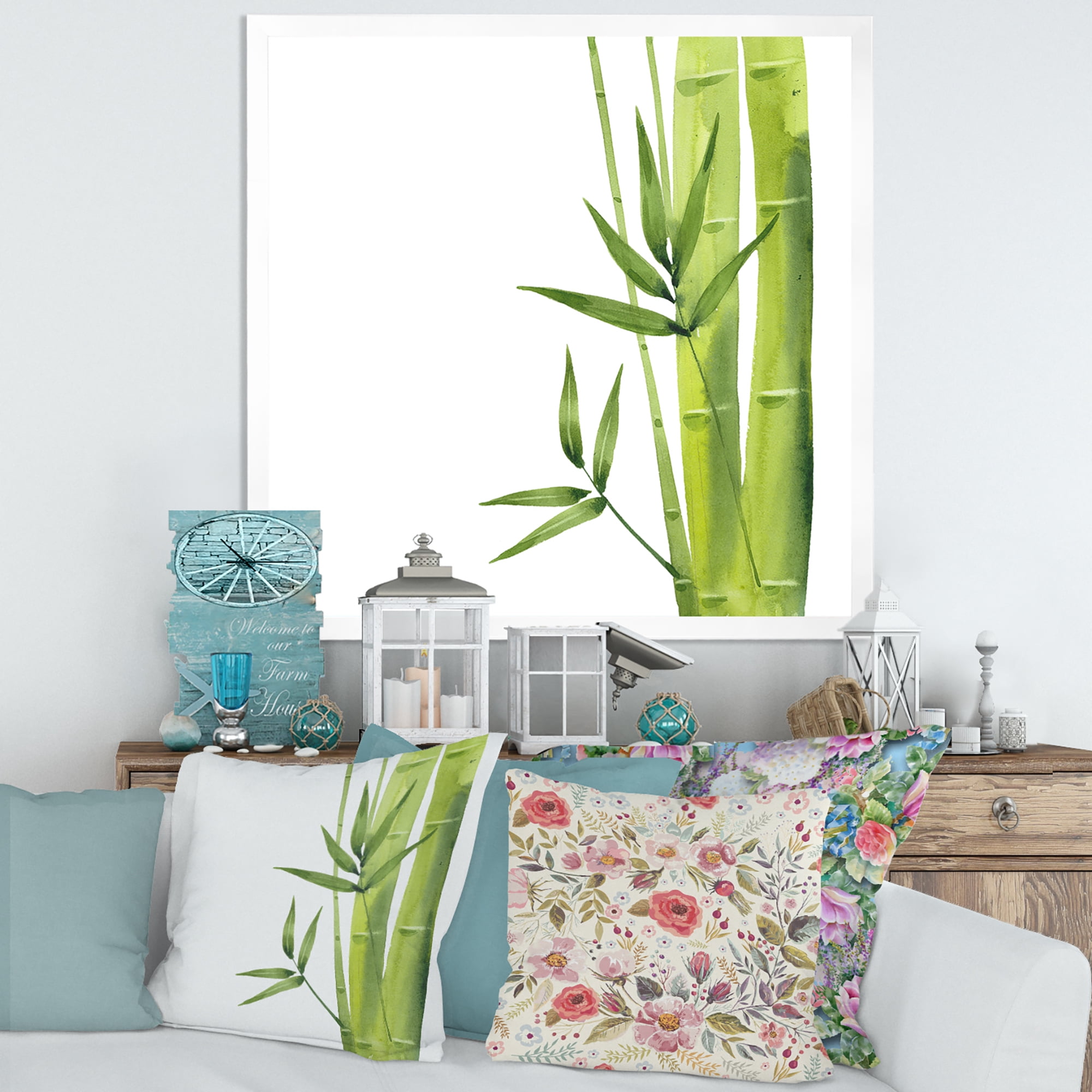 Designart 'The Forest of Bamboo Branches V' Tropical Framed Art Print