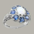 thumbnail image 2 of LBG British Made 9k White Gold Natural Opal & Sapphire Womens Statement Ring - 33 size options - Size 8.75, 2 of 8