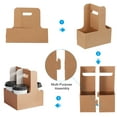 thumbnail image 4 of Uxcell 2 Cup Drink Carrier with Handle, Kraft Paperboard to Go Coffee Cup Holder, Portable Disposable Handled Drink Carriers White 20, 4 of 7