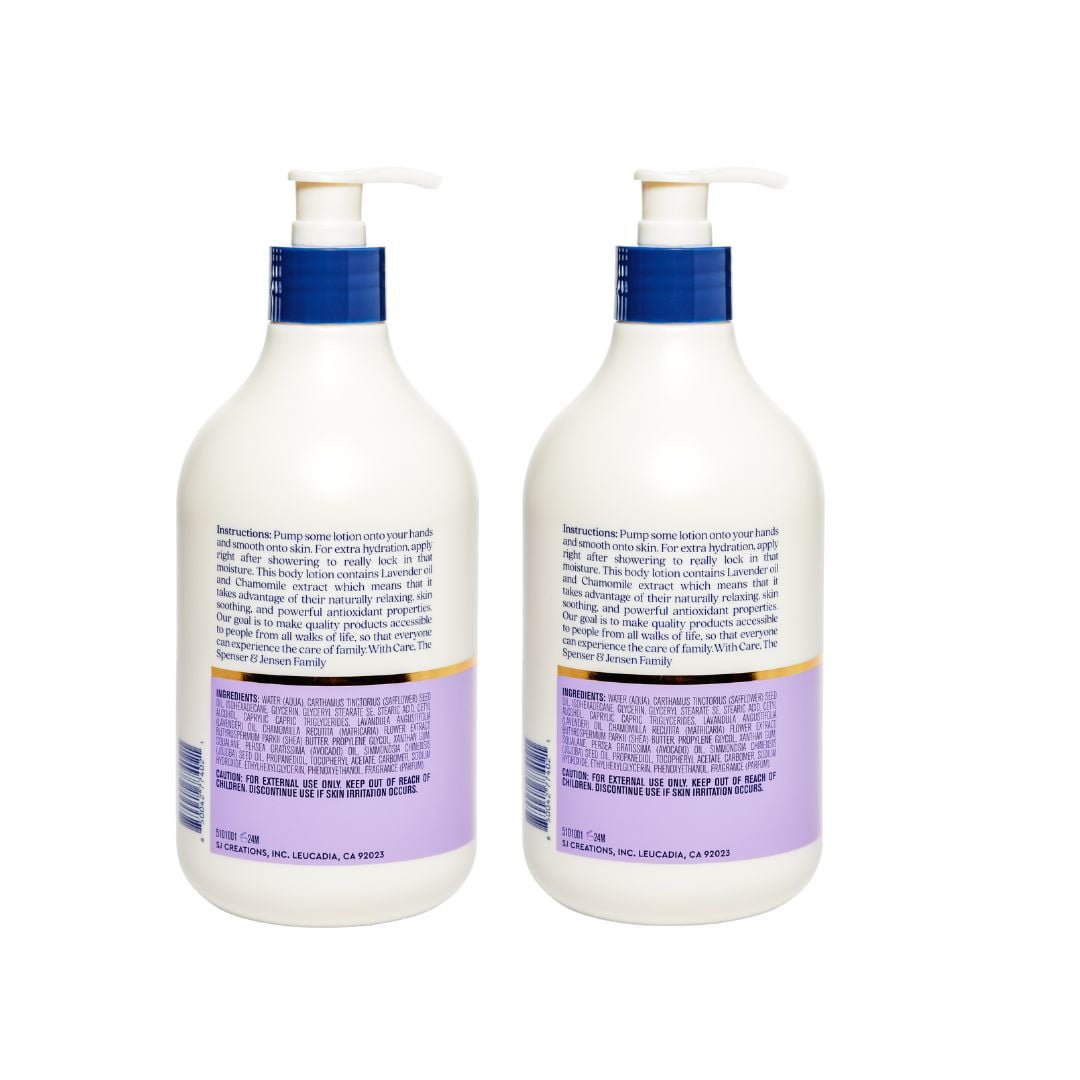 Spenser & Jensen Moisturizing Lavender Chamomile Body Lotion 18 Oz, 2 Pack