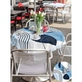 thumbnail image 4 of Outdoor Tablecloth with Umbrella Hole and Zipper, Blue Bohogeometric Round Table Cloth 54 Inch Waterproof Tablecloth, Bohemia Ethnic Abstract Lines Leaf Picnic Table Cover for Patio Camping, 4 of 7