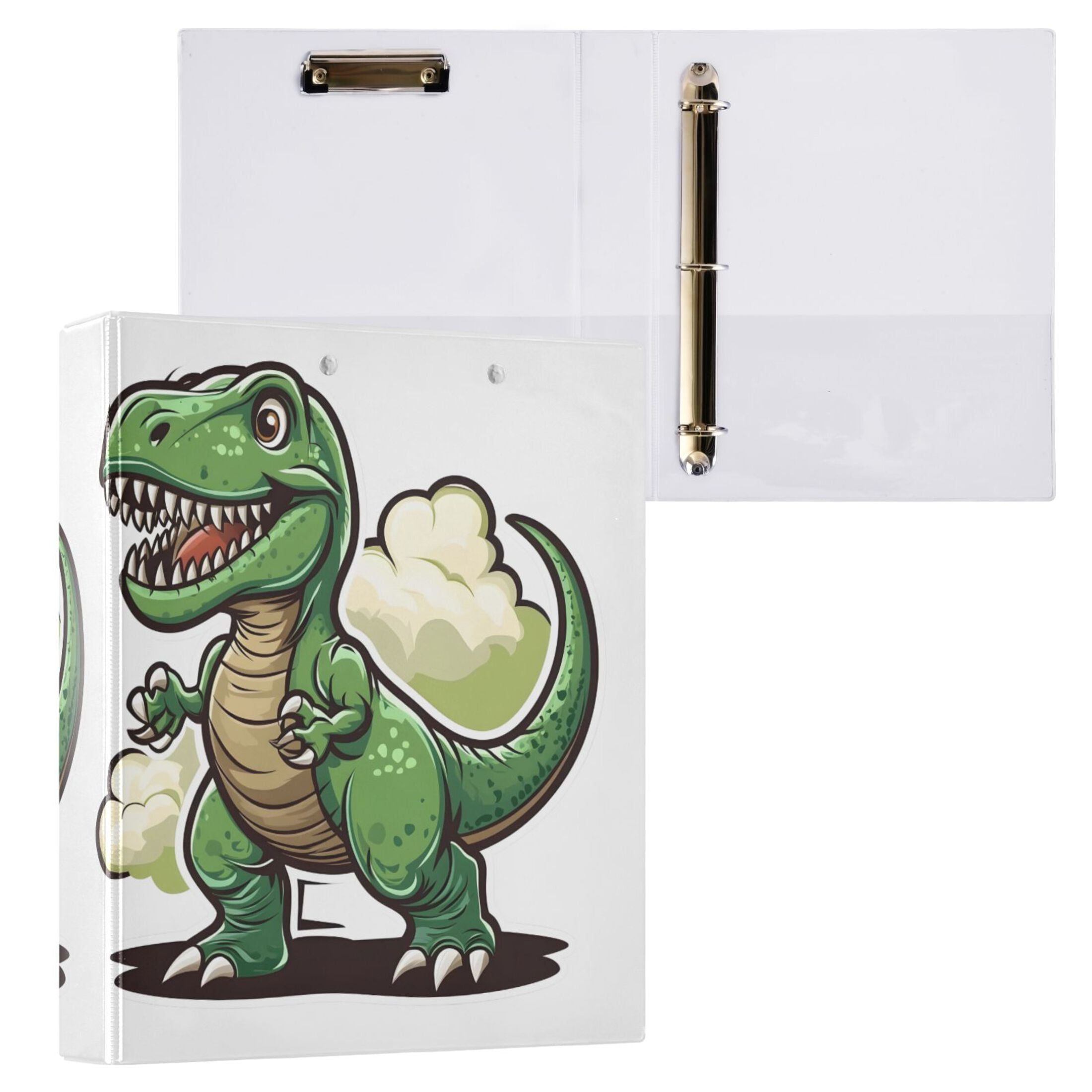 joogoo Cute Dinosaur Hardcover 3 Ring Binder 1.5" Round Rings Interior Pockets Binders Organizer 2 Pack