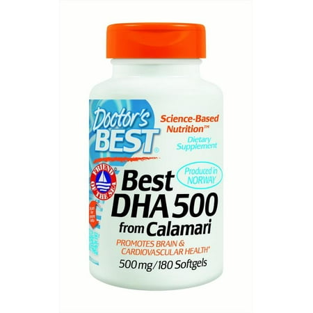 Doctor's Best DHA 500 with Calamari, Non-GMO, Gluten Free, 500 mg, 180