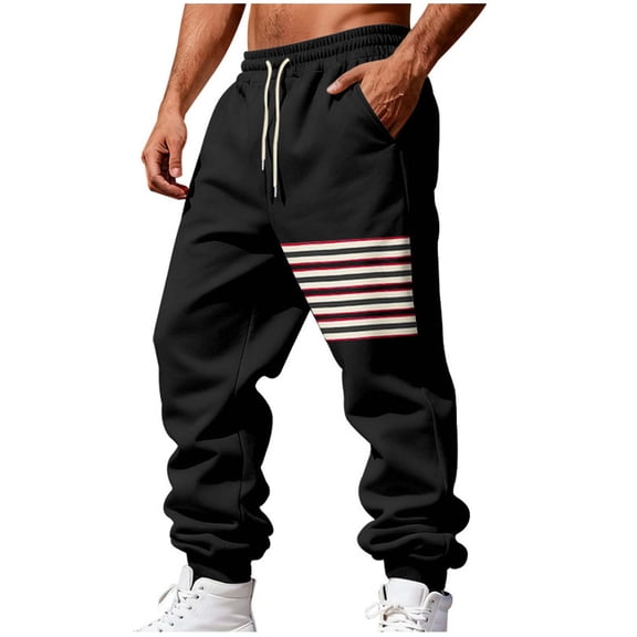 BaoFuBaoMei Mens Joggers Sweatpants Big and Tall Fleece Lined Striped Pants Elastic Waist Drawstring Sweat Pants Loose Fit Workout Trousers