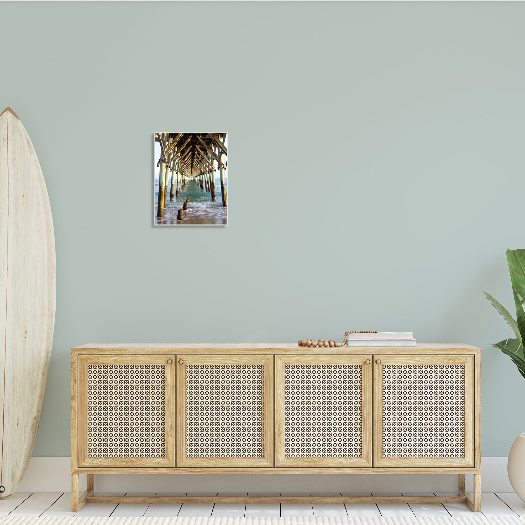 Stupell Indtries Weathered Beach Pilons Ocean Waves Under Tall Dock,13 x 19,Design by Jairo Rodriguez