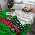 thumbnail image 3 of Merry Christmas Throw Flannel Blanket 50x60In Truck Tree Plaid Snowflake Green Background Super Soft Cozy Bed Blanket, Lightweight Plush Fuzzy Bed Throw for Bedroom Sofa Couch Living Room, 3 of 4
