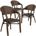 thumbnail image 1 of Flash Furniture 3 Pack Milano Series Bark Brown Rattan Restaurant Patio Chair with Bamboo-Aluminum Frame, 1 of 5