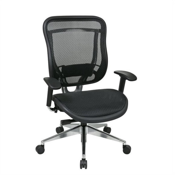 SPACE Seating Breathable Mesh High Back and Seat, Ultra 2-to-1 Synchro Tilt Control, Seat Sliderl and Polished Aluminum Finish Executive Chair