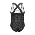 thumbnail image 5 of Uorisanigo Girls Swimsuit Size 5-6 One Piece Polyester and Spandex Beach Bathing Suit Quick Dry Black Leopard Print Summer Vacation Swimwear, 5 of 7