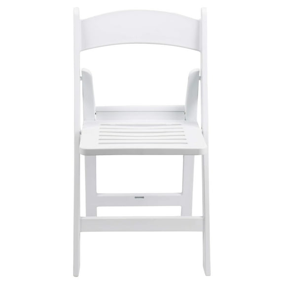 TitanPRO White Resin Folding Chairs with Slatted Seats, 4 Pack