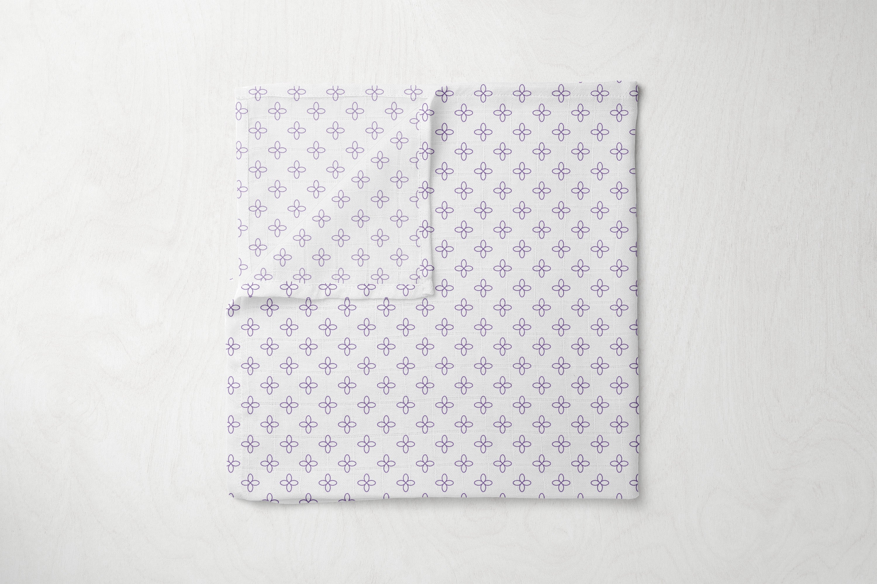 Bacati - Paisley Petals Floral Lilac Muslin Girls 7 pc Crib Bedding Set with 4 Swaddling Blankets