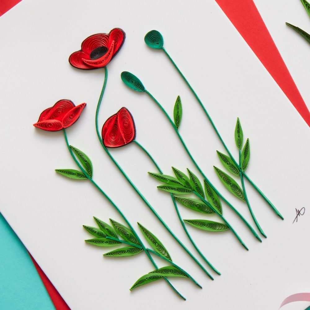 Vietnam Hand Quilled Paper Flowers Greeting Card Set