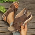 thumbnail image 2 of KEGIRLOM Women's Fashionable Casual Spring And Summer Versatile Plus Size Beach Wedge Sandals Solid Color Peep Toe Open-Toe Sandals Coffee 7.5, 2 of 9