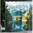 thumbnail image 4 of Ambesonne Winter Shower Curtain, Mountain Frozen Lake, 69"Wx75"L, Green White, 4 of 5