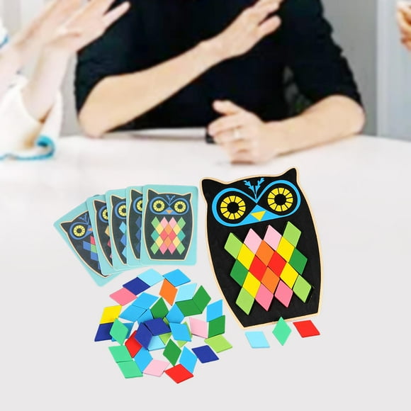 BELOVING Blocs de Motifs en Bois Formes Géométriques Jouet Casse-Tête Familial Hibou