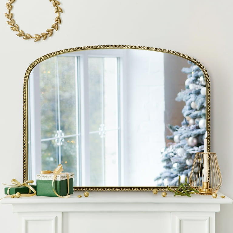 Wemily Antique Gold Arched Wall Mirror, 36x28, Metal Beaded Frame -  Walmart.com