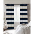 thumbnail image 4 of Khaki Navy Blue Striped Blackout Curtains for Bedroom Living Room Darkening Curtains 54 Inch Long Farmhouse Abstract Lines Art Short Curtain for Small Window Treatment Grommet Drapes 52"x54"x2, 4 of 9