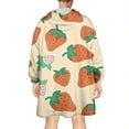 thumbnail image 2 of Orange Strawberry Plants Fruit Wearable Oversized Blanket,Wearable Blanket Hoodie for Adults,Cozy Hooded Blankets with Super Pockets,Super Warm Fuzzy Pullover for Women & Men, 2 of 6