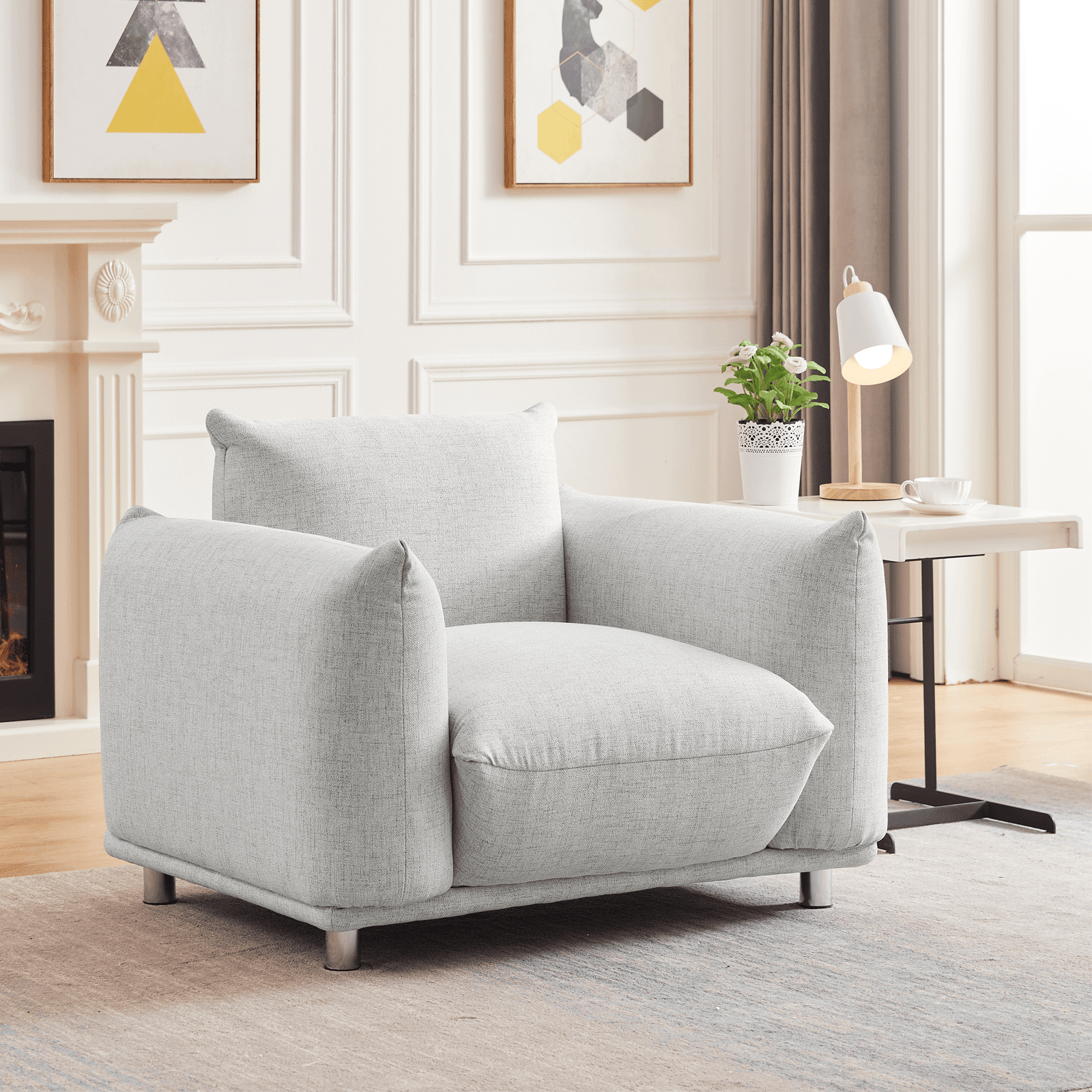 Hison Comfy Oversized Accent Chair for Living Room Grey
