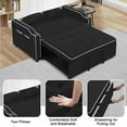 thumbnail image 3 of Rugerasy 3-In-1 Sleeper Sofa Couch Bed With Usb & Type C Port,Modern Convertible Pull Out Loveseat Futon Sofa,With Adjustable Backrest and Pillows,Phone Holder,Cupholder,Side Pocket,Black, 3 of 7