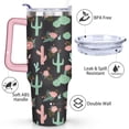 thumbnail image 3 of 40oz Watercolor Cactus Succulents Stainless Steel Flip Straw Tumbler Spill Proof Travel Cup Double Wall Vacuum Insulated Coffee Mug with Top Handle, 3 of 6