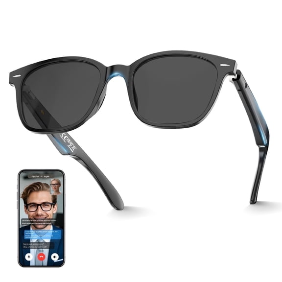 Unisex AI Translation Glasses & 140+ Languages, Smart Bluetooth Glasses Built-in Mic & Speaker | Hall Switch & Auto-Connect | 100% UV400 Protection | Outdoor Smart Sunglasses for Men & Women