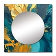 thumbnail image 2 of Designart "Gilded Sunlight Amidst Deep Blue Waters I" Abstract Painting Square Mirror Wall Decor Modern - Large Gold Square Bathroom Mirror - Square Printed Wall Mirror Art, 2 of 5