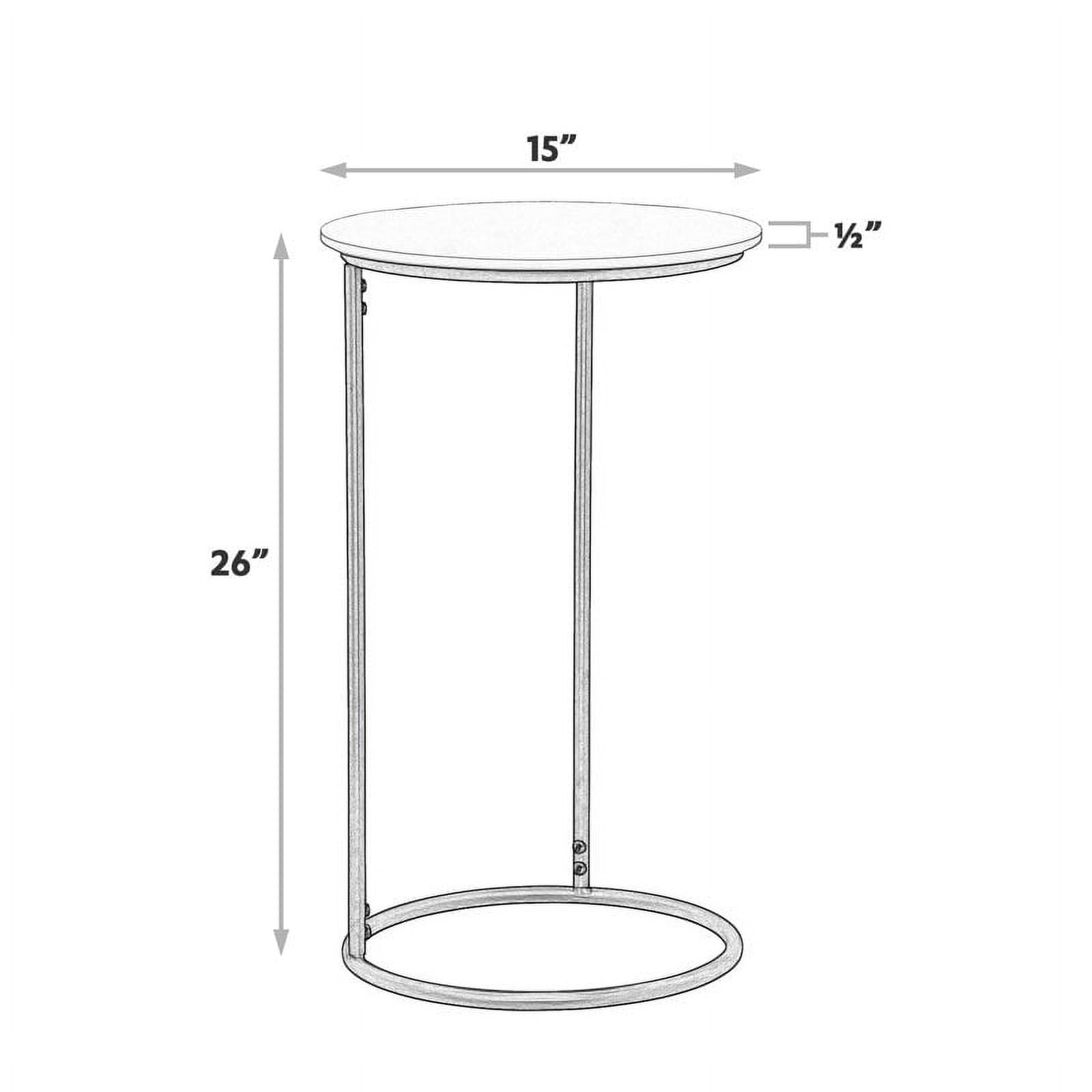 Abble Diameter  15 in. X H 26 in. Indoor Use Round Shape  White Quartz Stone Tabletop C-table with Black Metal Base