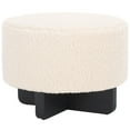 thumbnail image 4 of SAFAVIEH Alistair Modern Faux Shearling Ottoman, Off White/Black, 4 of 10