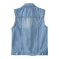 thumbnail image 5 of Jxximdong Casual Vests for Women, Casual Denim Vest Jacket Sleeveless Collared Distressed Jean Jacket Candy Color Slim Fit Ripped Coat, Women's Coats Blue, 5 of 9