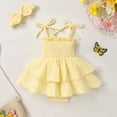 thumbnail image 4 of Younger Tree Baby Romper Dress Infant Summer Sleeveless Bodysuit Jumpsuit Outfits with Headband for 18-24 Months, 4 of 8
