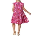 thumbnail image 4 of Agnes Orinda Women's Plus Size Boho Dress Floral Print Tiered Ruffle Flutter Sleeves Round Neck Summer Babydoll Dress 4X Red, 4 of 8