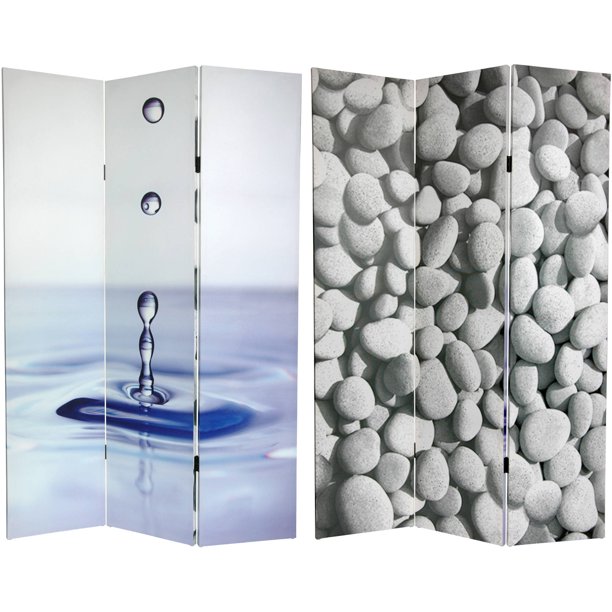 Oriental Furniture 6 Ft Tall Double Sided Water Zen Canvas Room Divider