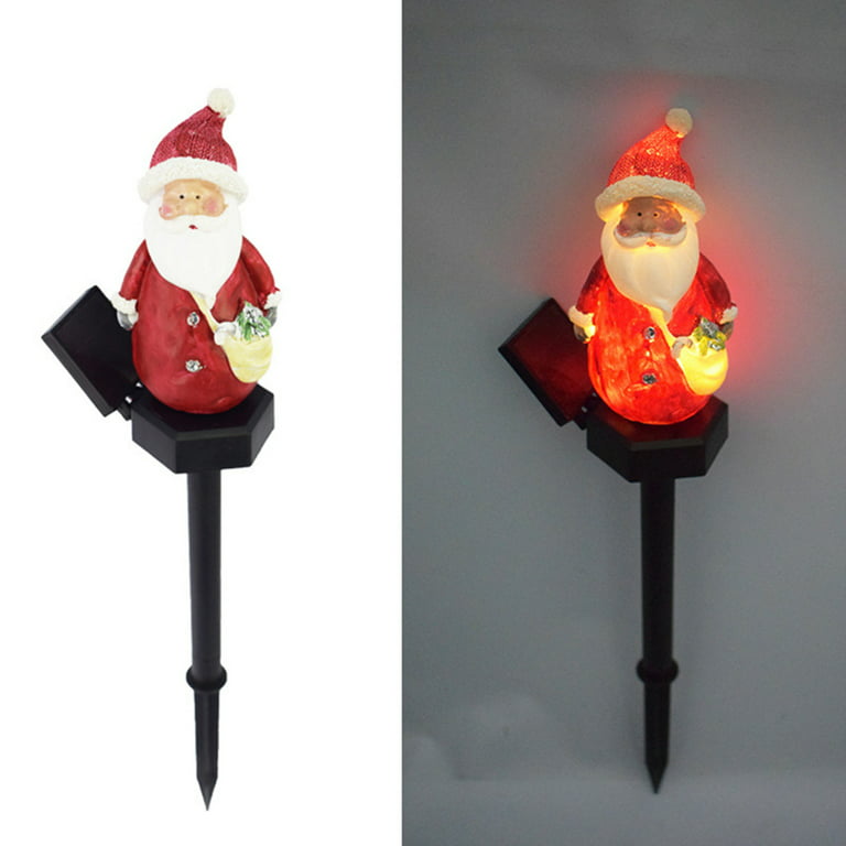 Christmas Solar Garden Lights Solar Lighted 3D Santa Claus and Snowman  Stake for Xmas Garden Pathway Santa Claus