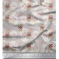 thumbnail image 1 of Soimoi Gray Rayon Fabric Artistic Colorful Skull Printed Fabric 1 Yard 56 Inch Wide, 1 of 3