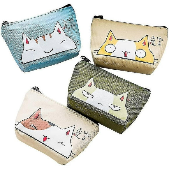 4 Pcs Purse Zipper Chan Pouch Mini Et For Women And Girls (ly Cat)