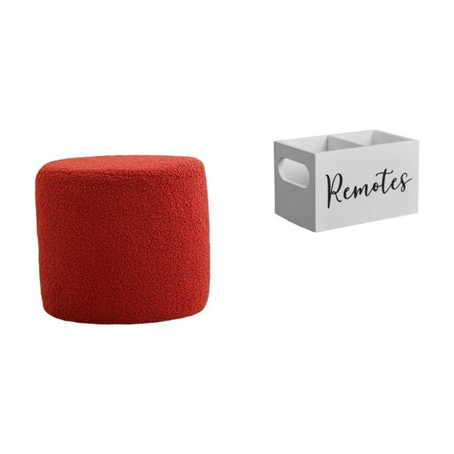 Elegante Reposapiés Otomano Con Organizador De Control Remoto, Asiento Cilíndrico De Madera Para Oficina, Dormitorio, Guardería, Apartamento, Mesita De Noche, Sofá.