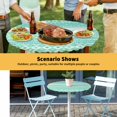 thumbnail image 6 of Elastic Fitted Round Tablecloth, Teal Green Boho Waterproof Stretch Table Cover for 45"-54" Tables, Vintage Ethnic Tribe Abstract Art Washable Outdoor Tablecloths for Patio, Picnic, Camping, 6 of 9