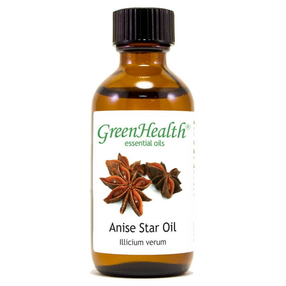 Anise Star Essential Oil - 2 fl oz (59 ml) Glass Bottle w/ Cap - 100% Pure Essential Oil by GreenHealth