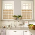thumbnail image 2 of Orange Stripes Kitchen Curtain 36 Inch Length Small Short Cafe Tiers Curtains Drape, Vintage Farmhouse Linen Styles Boho Window Treatment Rod Pocket Drapery Panels Curtains, 27.5x36, 2 of 5