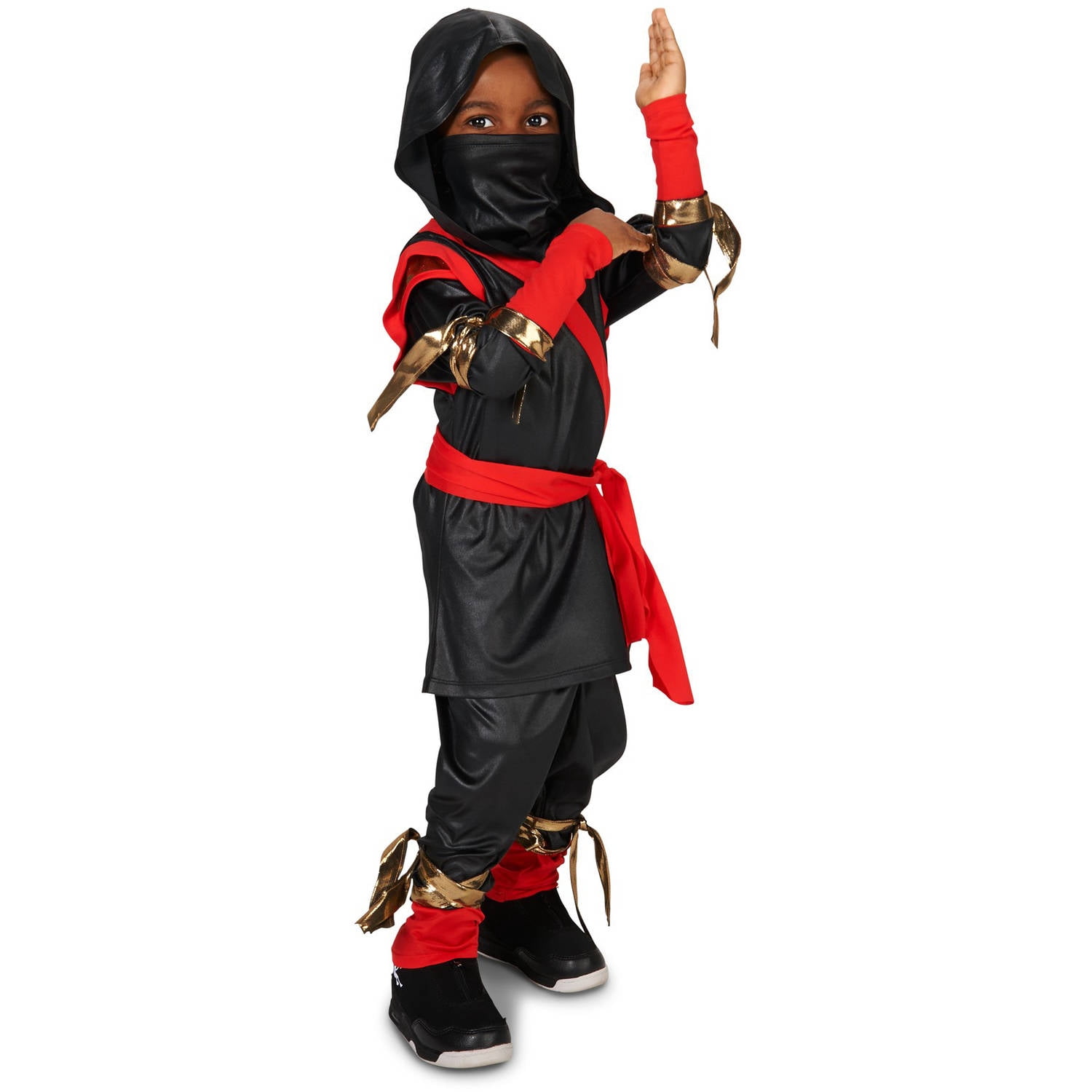 Tough Black and Red Ninja Toddler Halloween Costume, Size 3T4T