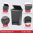 thumbnail image 3 of Rubbermaid Kitchen Trash Can, 12.4 Gallon Plastic Stainless Steel Soft Close Lock Step Garbage Bin, Charcoal, 3 of 10