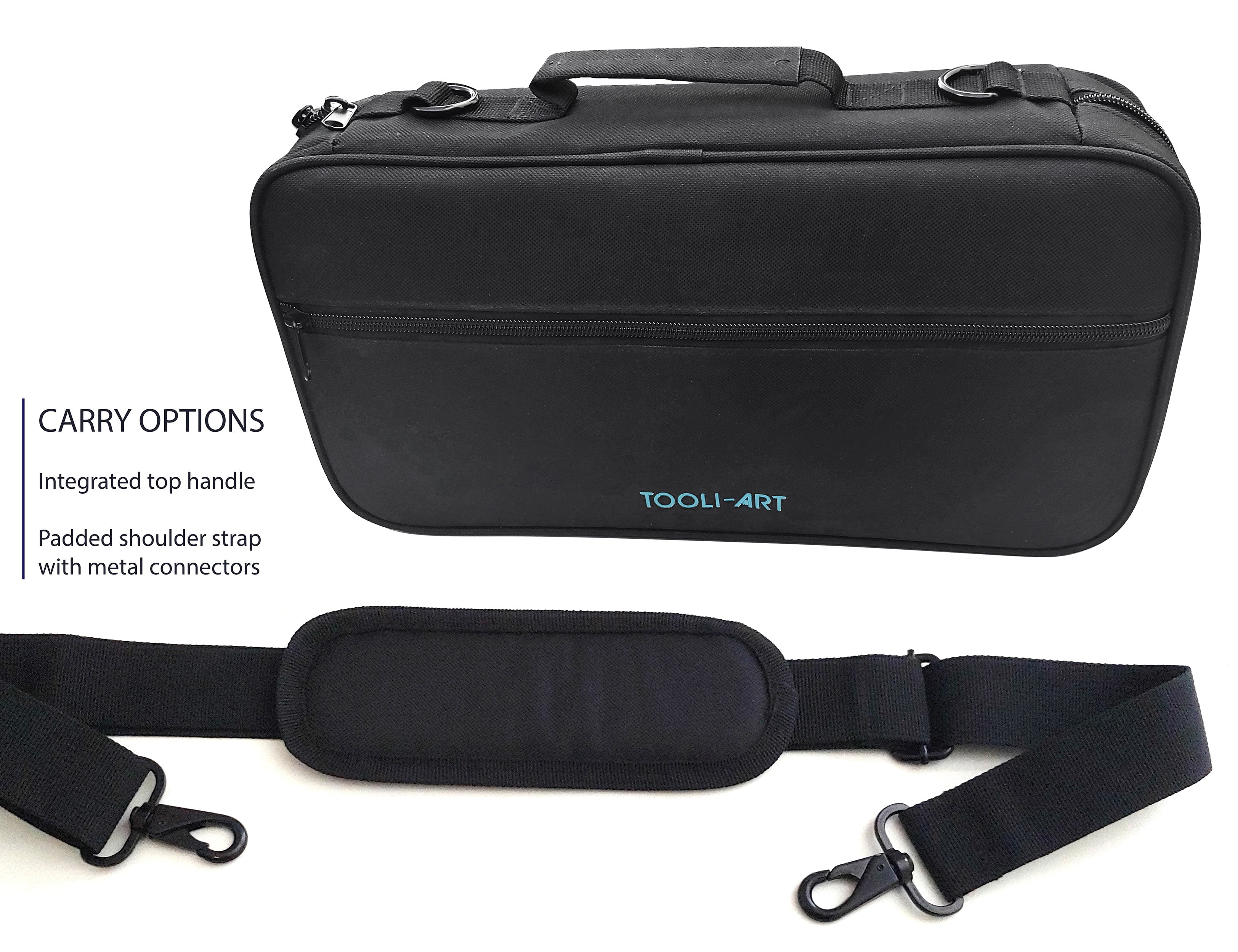TOOLI-ART Marker & Pen Carrying Case -120 Slots, Black Canvas, Trolley Sleeve