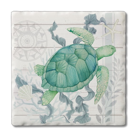 Thirstystone Beach Therapy Turtle Single Tumbled Tile Coaster Create Your Own Set