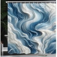 thumbnail image 3 of Ambesonne Blue Shower Curtain, Surreal Oceanic Marble Print, 69"Wx84"L, Sky Blue and Off White, 3 of 4
