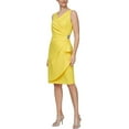 thumbnail image 3 of Alex Evenings V-Neck Sleeveless Brooch Side Tiered Zipper Back Dress-CANARY / 2, 3 of 13